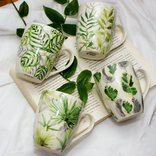 Set Of Four Tropical Season Series Ceramic Mugs