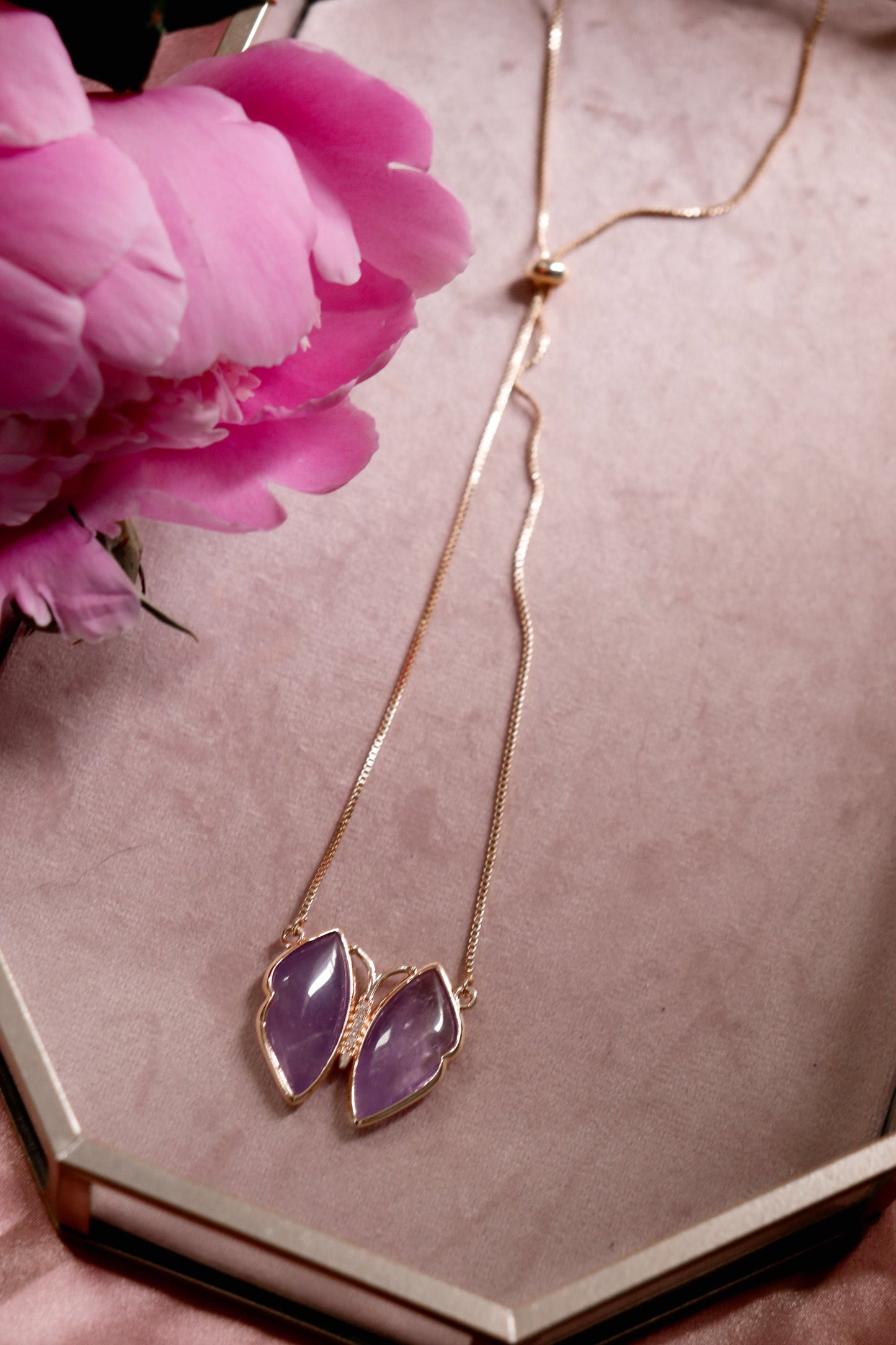 Gemstone Butterfly Necklace – Delicate Boho Butterfly Pendant Jewelry