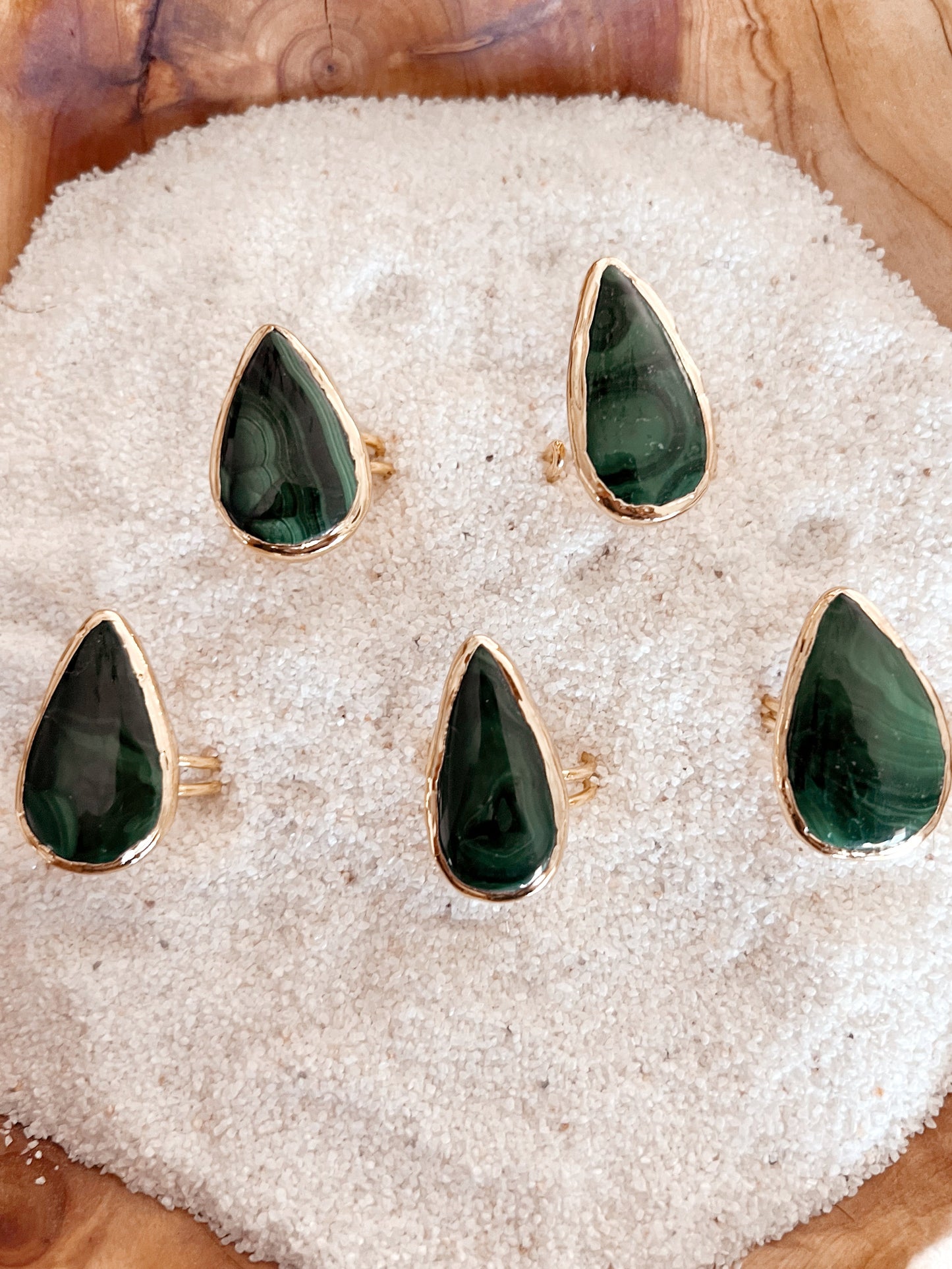 Malachite Teardrop Ring – Elegant Green Stone Statement Jewelry