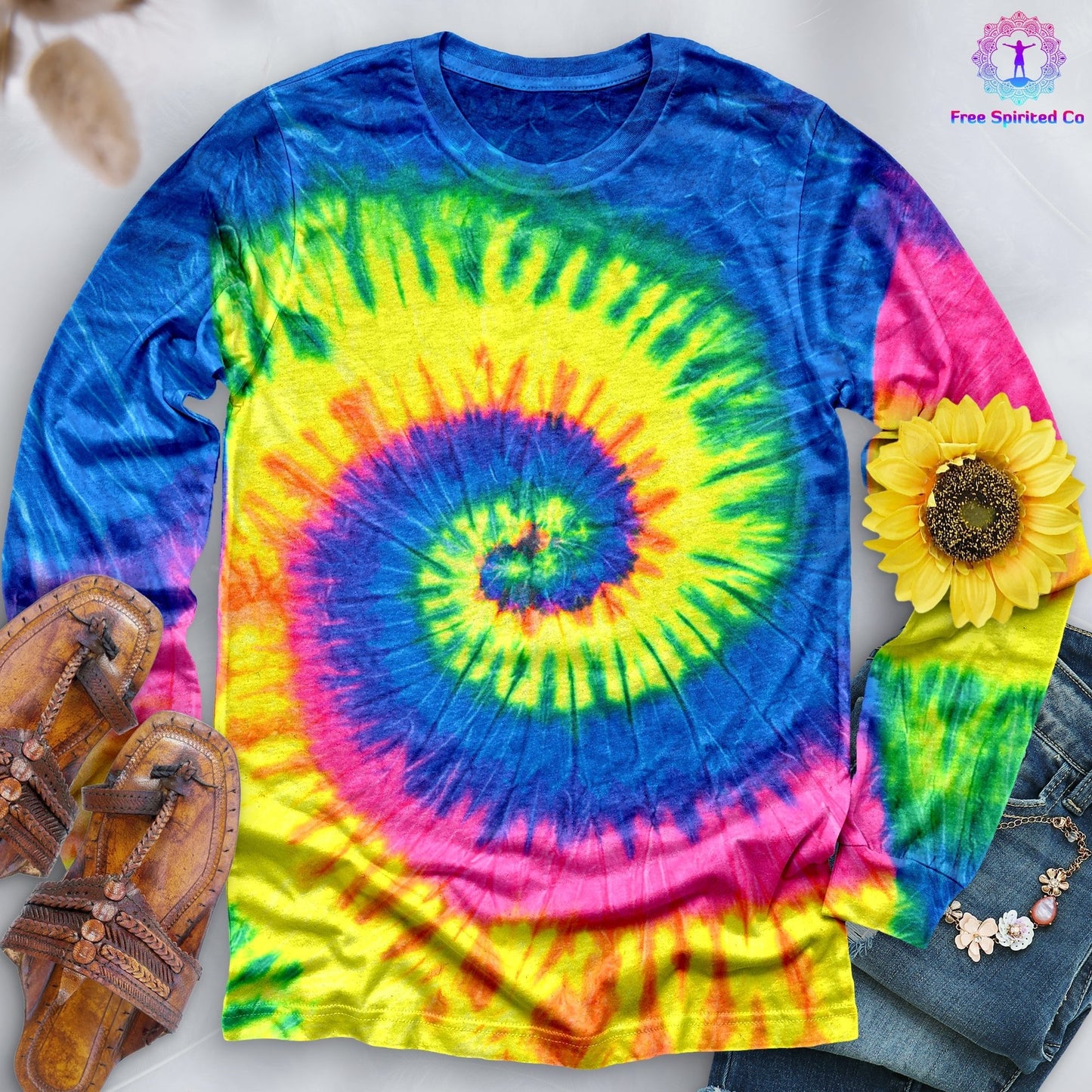 Neon Rainbow Hand Dyed Long Sleeve by Free Spirited