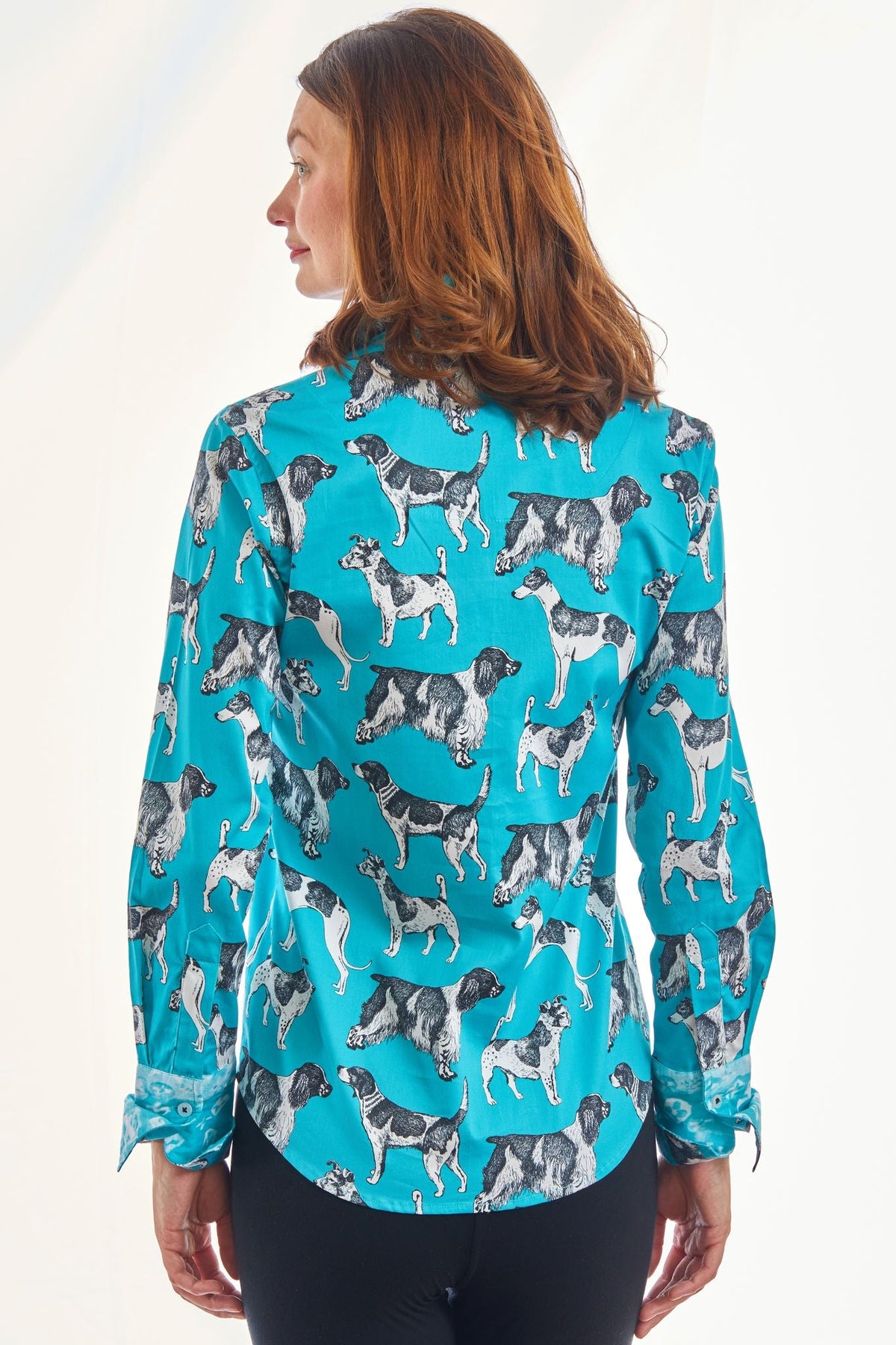 Rome Shirt Turquoise Ground Black White Pooches