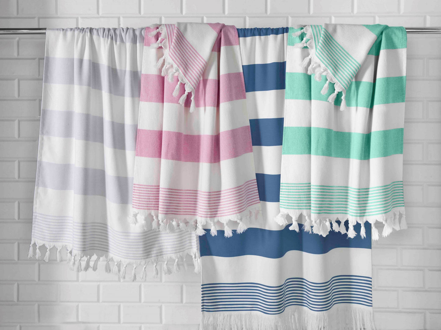 Peshtemal Turkish Cotton Bath Sheet Towels – 4-Piece Multi-Color Lightweight Set