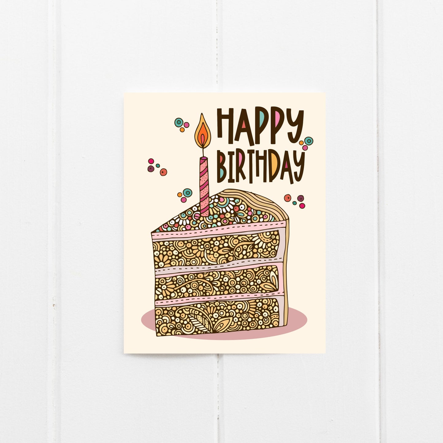 Happy Birthday Cake Illustration Greeting Card – Fun Birthday Wishes