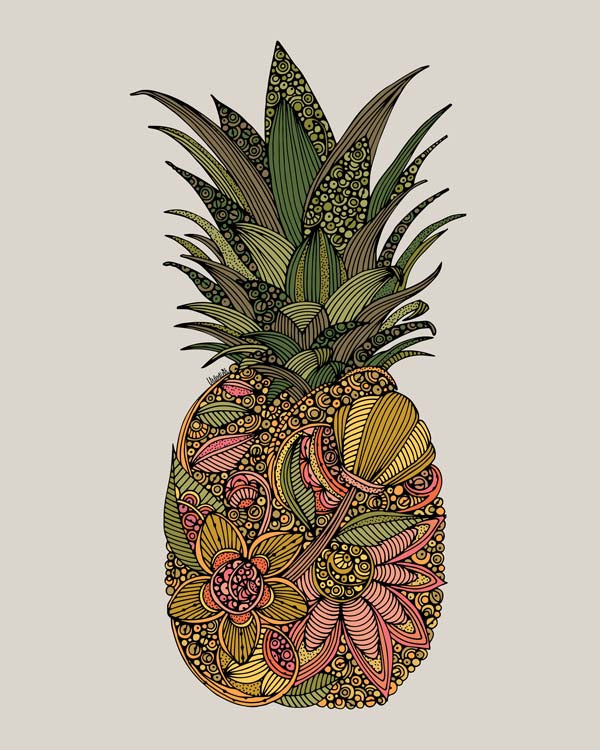 Pineapple Flower Art Print – Tropical Botanical Wall Decor