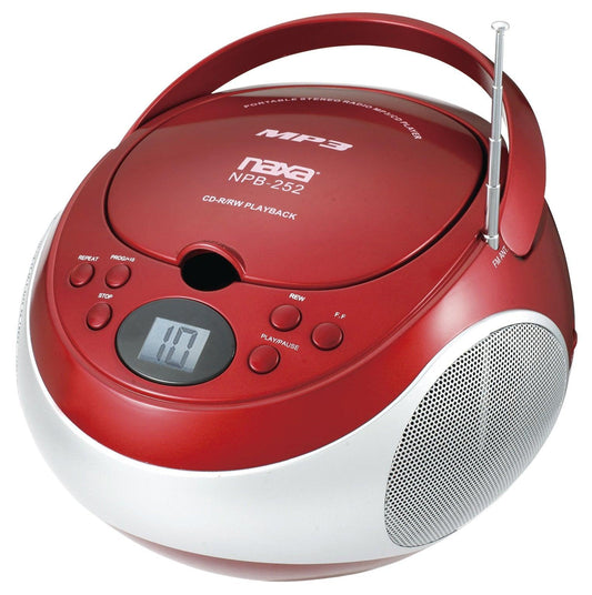 Portable MP3/CD Player with AM/FM Stereo Radio Red