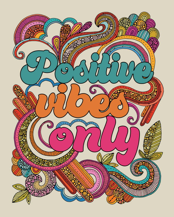 Positive Vibes Only Greeting Card – Minimalist Inspirational Message
