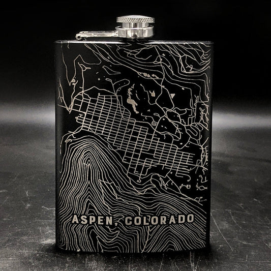 Aspen, CO Map Hip Flask