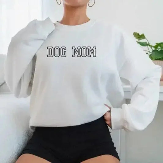 Embroidered Dog Mom Crewneck Sweatshirt