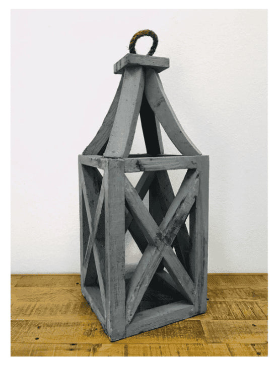 Wood Lantern Grey