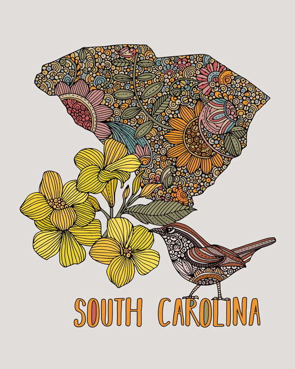 South Carolina State Map Print – Detailed Patriotic Wall Art