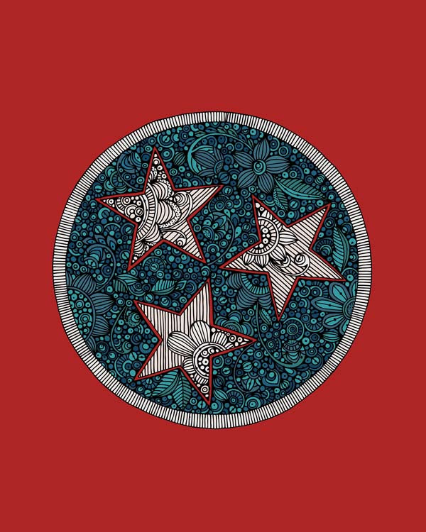 Tennessee Flag Print – Red Background Patriotic Wall Art