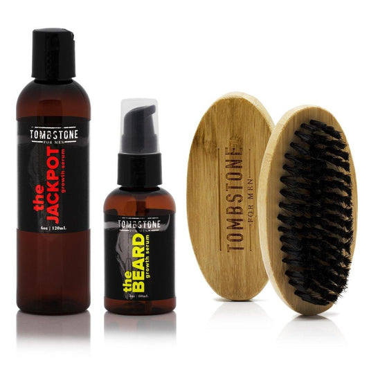 The Ultimate Keratinocyte Hair & Beard Growth Serum Kit w/ The Beard Brush - All Vegan