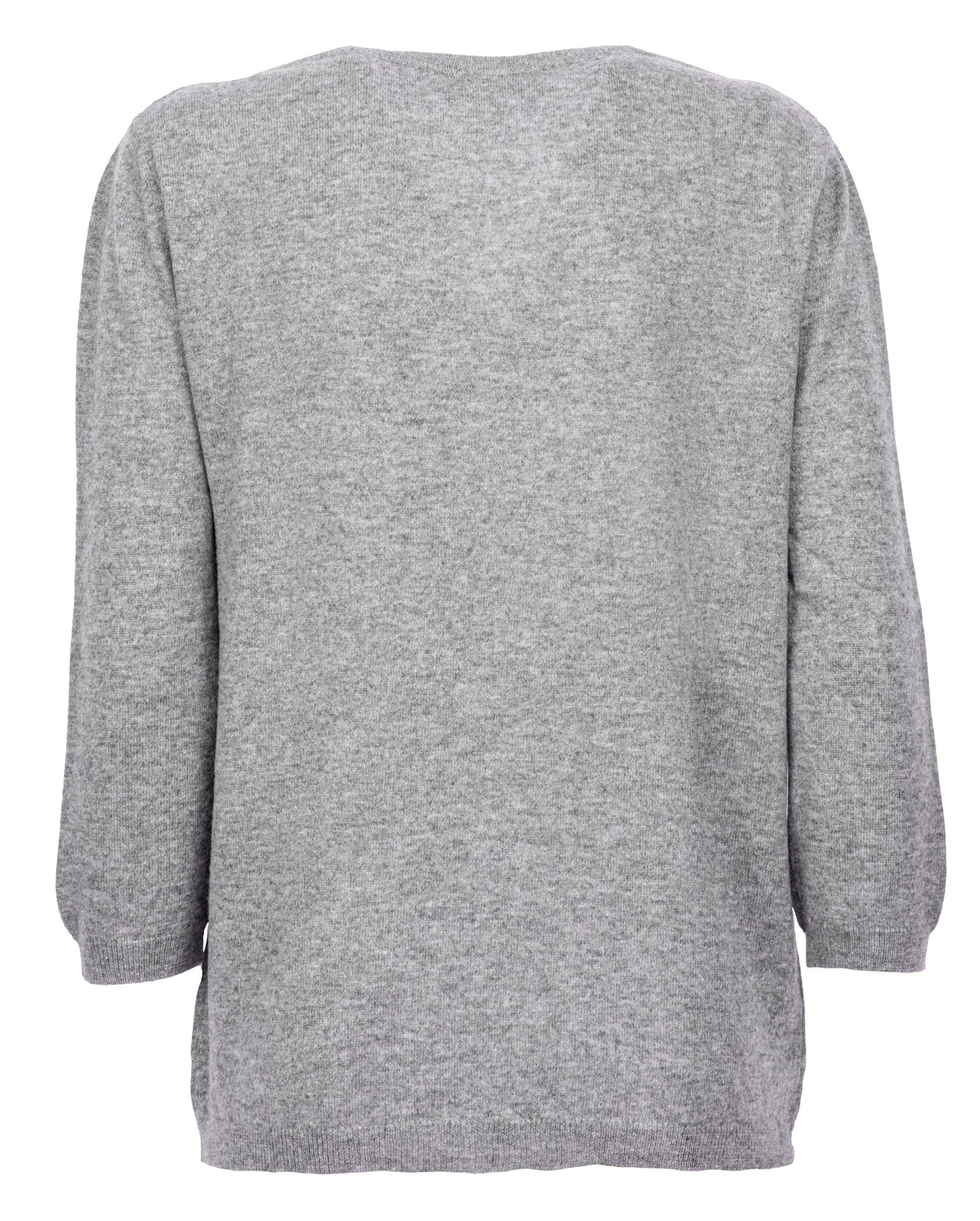 Women’s Gray Cashmere Wide V-Neck 3/4 Sleeve Jumper Sweater