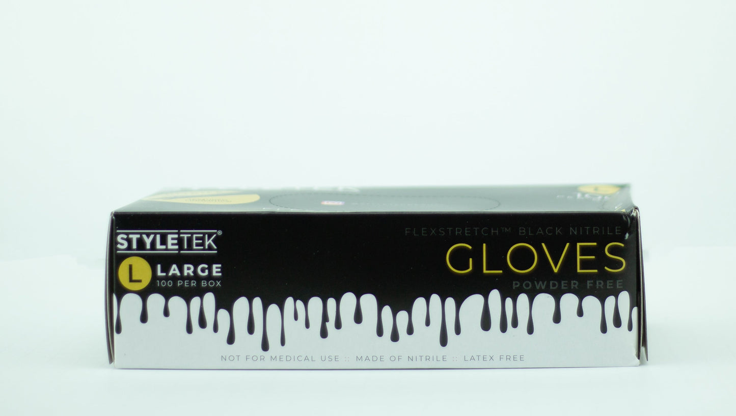 Deluxe Touch Black Nitrile Gloves - Large