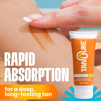Exotic Carrot Tanning Gel Accelerator - Advanced Moisturizing Formula with Vitamin E, Beta-Carotene, and Coconut Oil - Luxurious Coconut Carrot Fragrance - No SPF - 148Ml/5 Fl Oz