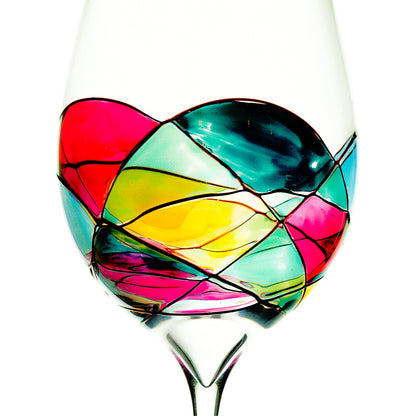 Hand Painted Wine Glasses Set of 2