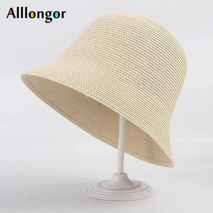 Foldable Sun Hats Women New 2024 Summer Sun Visor Protection Straw Hats Panama Beach Bucket Cap Sombreros De Mujer Sunhats