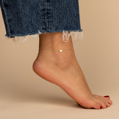 Solid Evil Eye Pendant Anklet 14K by By Adina Eden