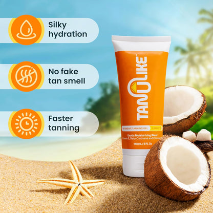 Exotic Carrot Tanning Gel Accelerator - Advanced Moisturizing Formula with Vitamin E, Beta-Carotene, and Coconut Oil - Luxurious Coconut Carrot Fragrance - No SPF - 148Ml/5 Fl Oz