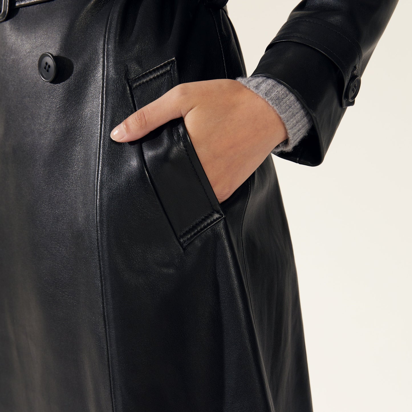 Margot Lambskin Leather Trench Coat by Italic