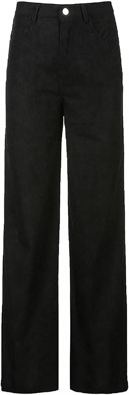 Women'S High Waisted Jeans for Women Wide Leg Jeans Straight Corduroy Pants Baggy Trousers E-Girl Y2K Streetwear Fashion