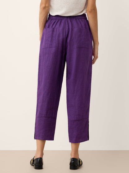 100% Linen Artisan Button Tapered Pants KATHERINE