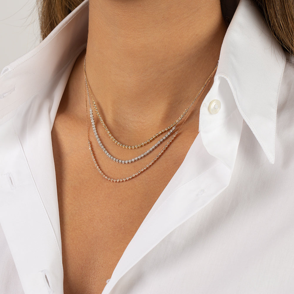 Diamond Thin Half Tennis Necklace 14K by By Adina Eden