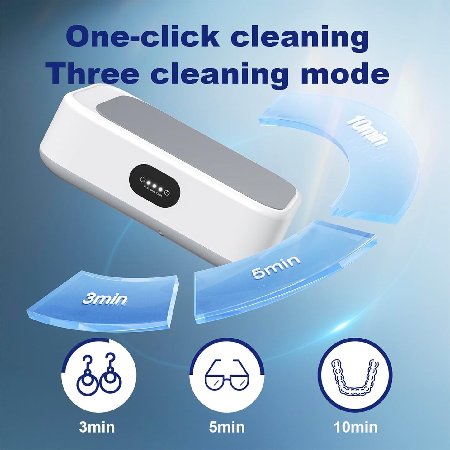 Ultrasonic Jewelry Ring Cleaner, 700Ml(24Oz), 49Khz, 48W,Multiple Digital Display Modes Convenient Jewelry Cleaner for Jewelry, Eyeglasses, Keys, Combs, Coins, Razor Heads