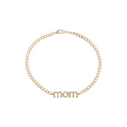 Diamond Pave Mom Lowercase Bracelet 14K by By Adina Eden