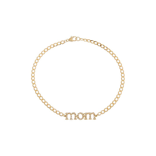 Diamond Pave Mom Lowercase Bracelet 14K by By Adina Eden