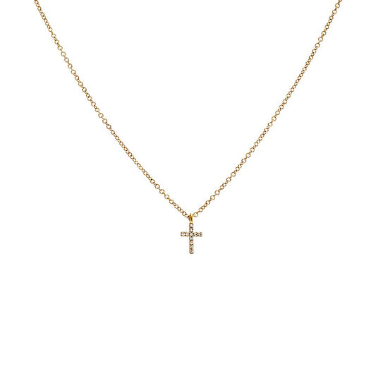 Diamond Mini Cross Necklace 14K by By Adina Eden