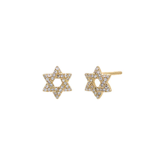 Mini Diamond Pave Star of David Stud Earring 14K by By Adina Eden