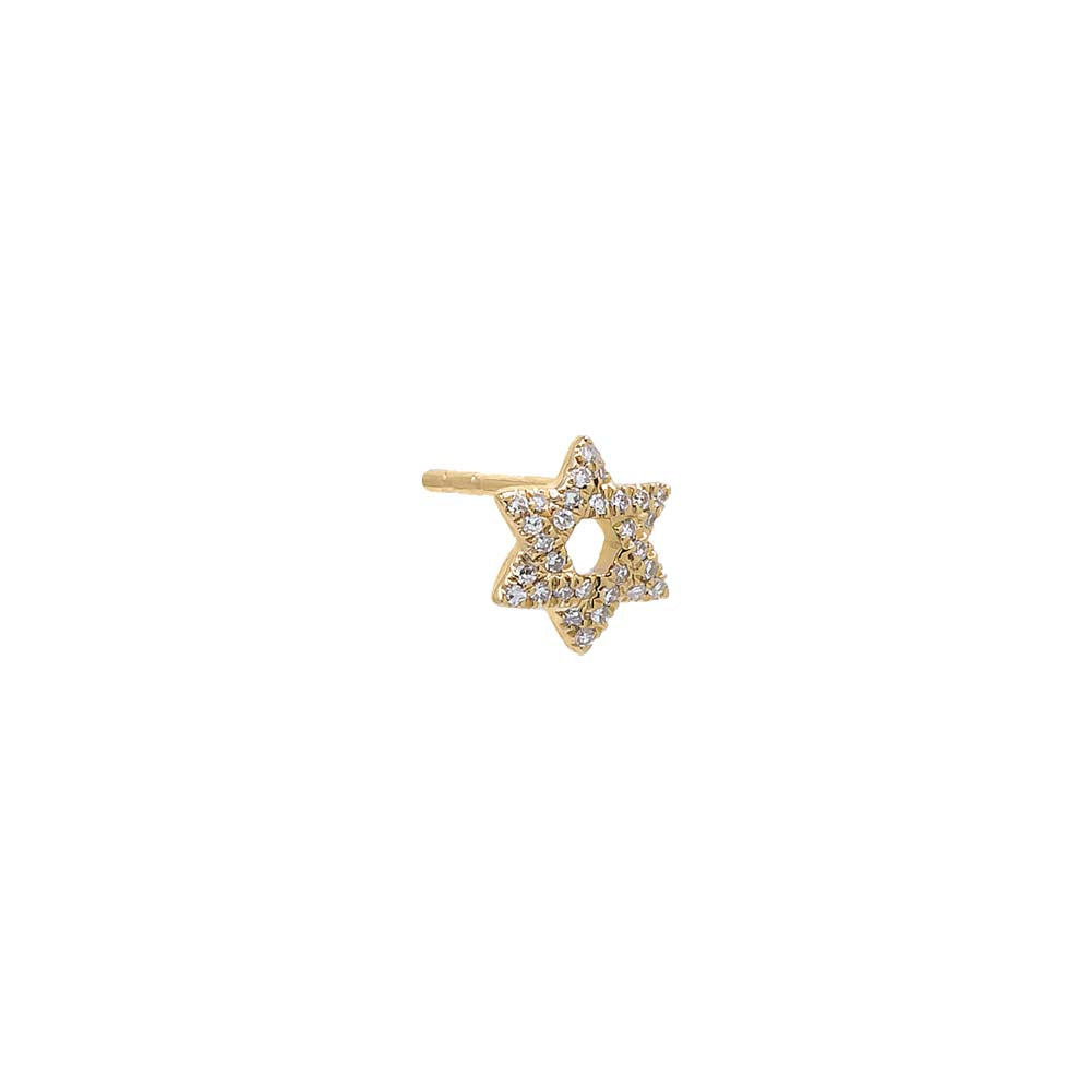 Mini Diamond Pave Star of David Stud Earring 14K by By Adina Eden