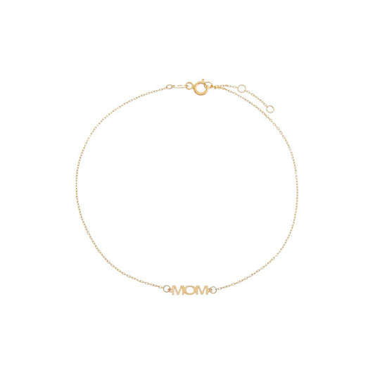 Solid Mom Nameplate Anklet 14K by By Adina Eden