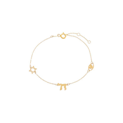 Solid Jewish Charms Bracelet 14K by By Adina Eden