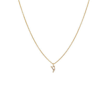 Diamond Pave Hebrew Initial Necklace 14K by By Adina Eden