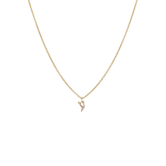 Diamond Pave Hebrew Initial Necklace 14K by By Adina Eden