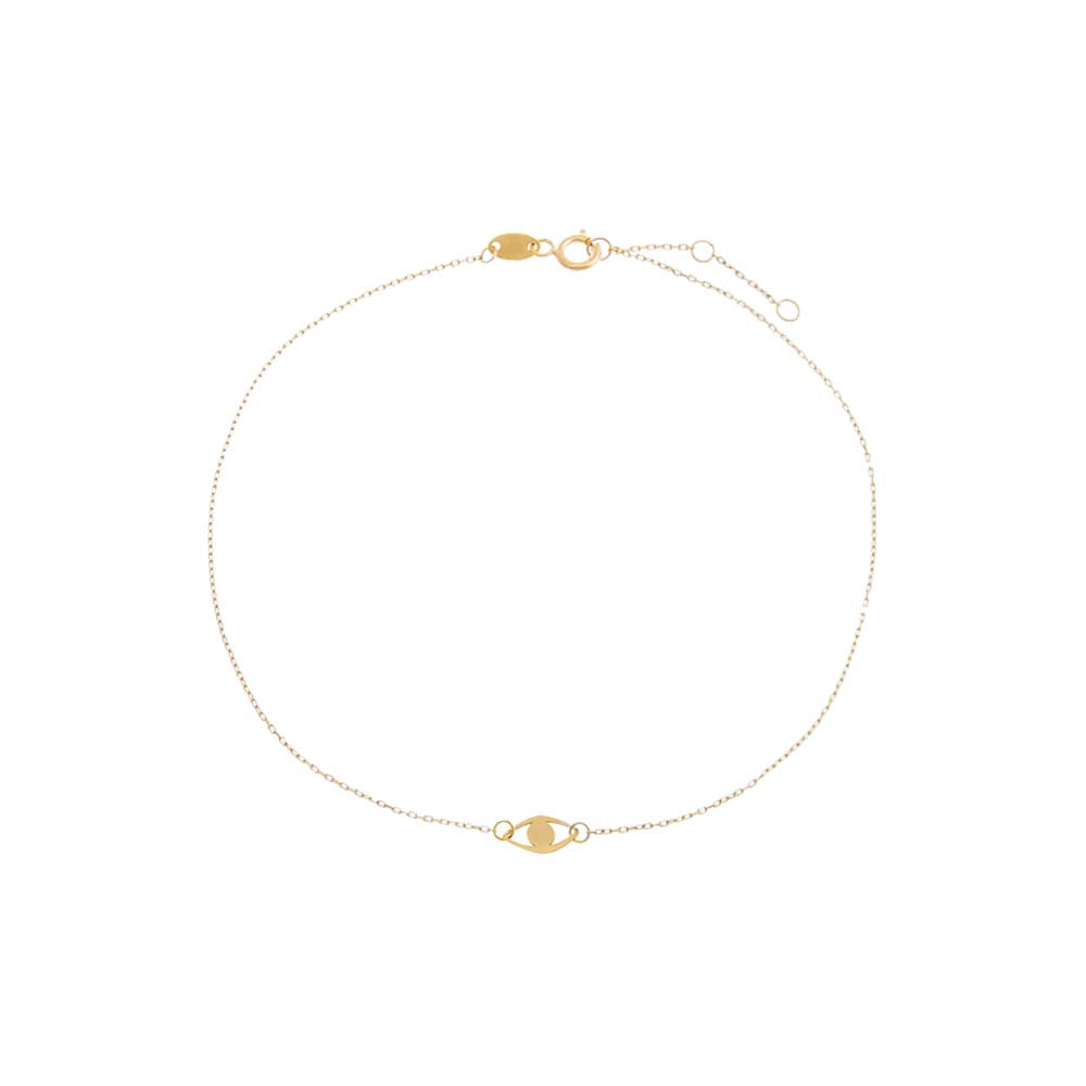 Solid Evil Eye Pendant Anklet 14K by By Adina Eden