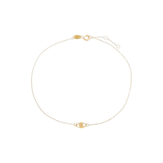 Solid Evil Eye Pendant Anklet 14K by By Adina Eden