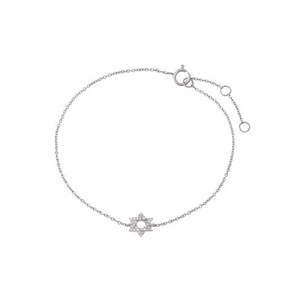14K White Gold Diamond Pave Star Of David Bracelet 14K - Adina's Jewels