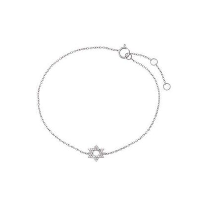 14K White Gold Diamond Pave Star Of David Bracelet 14K - Adina's Jewels