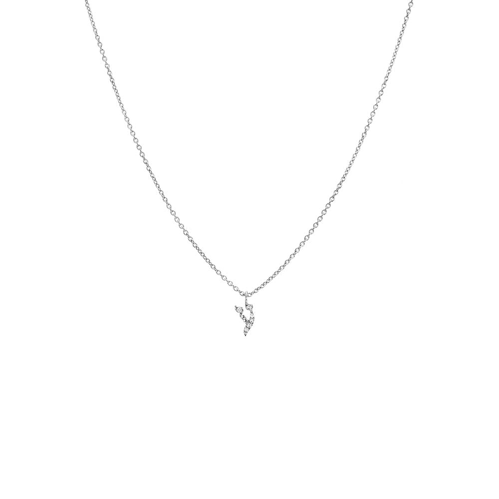 Diamond Pave Hebrew Initial Necklace 14K by By Adina Eden