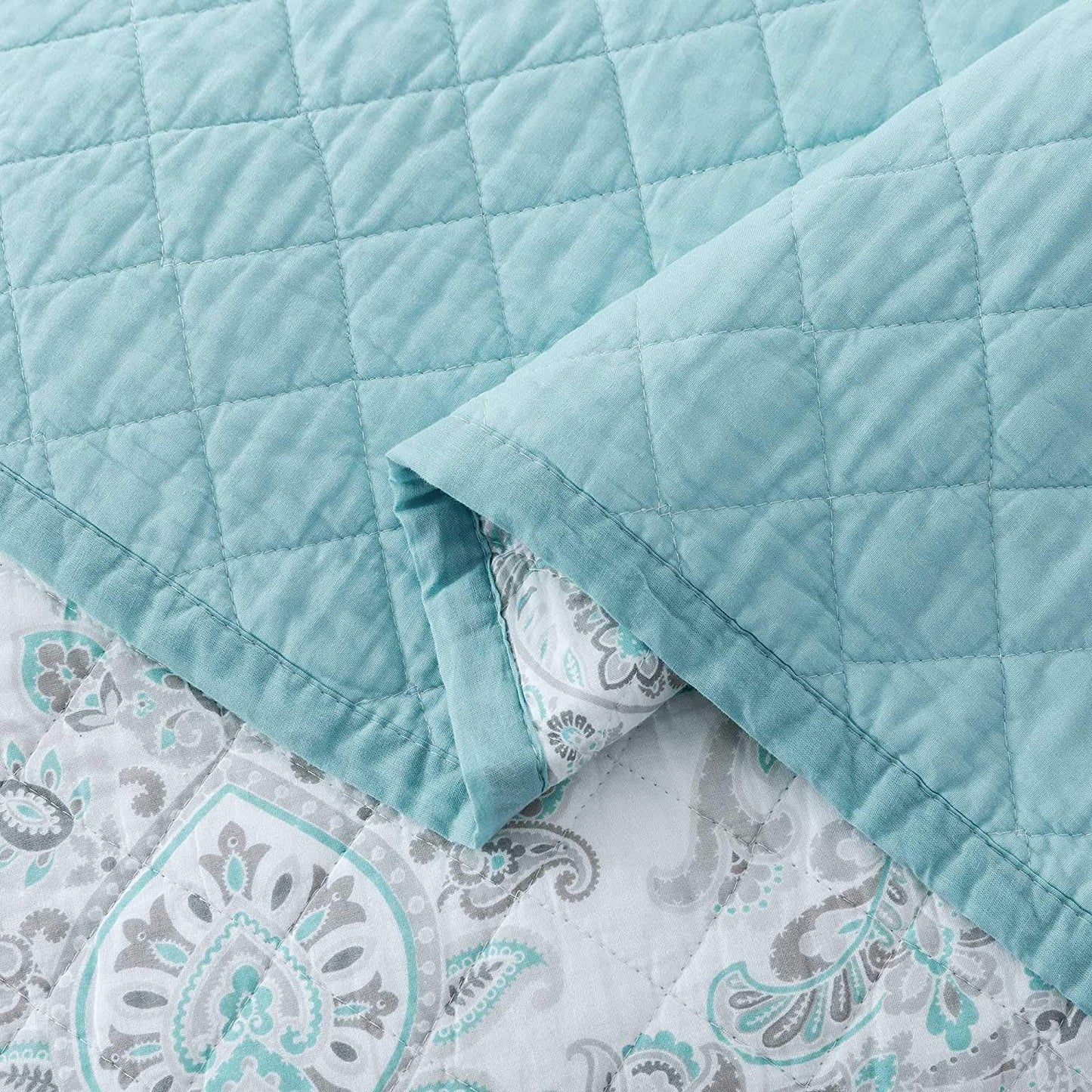 Kasentex 100% Cotton Summer Ultra Soft Floral Design 3 Piece Reversible Bedding Set, Room Decor, Graduation Gifts