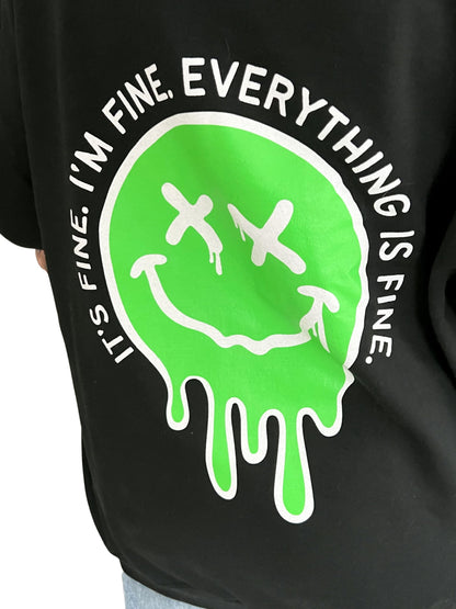 It's Fine Drippy Smiley Hoodie - Black