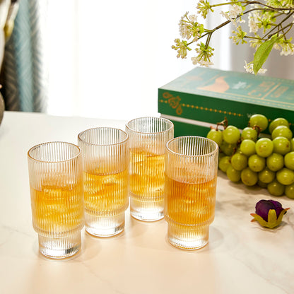 Rippled Highball Glasses 14oz Set of 4