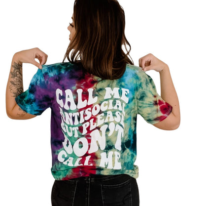 Call Me Antisocial Crinkle Tie Dye Tee - Caspian