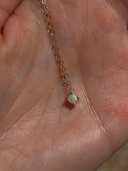 14k Yellow Gold White Opal Necklace by Toasted Jewelry