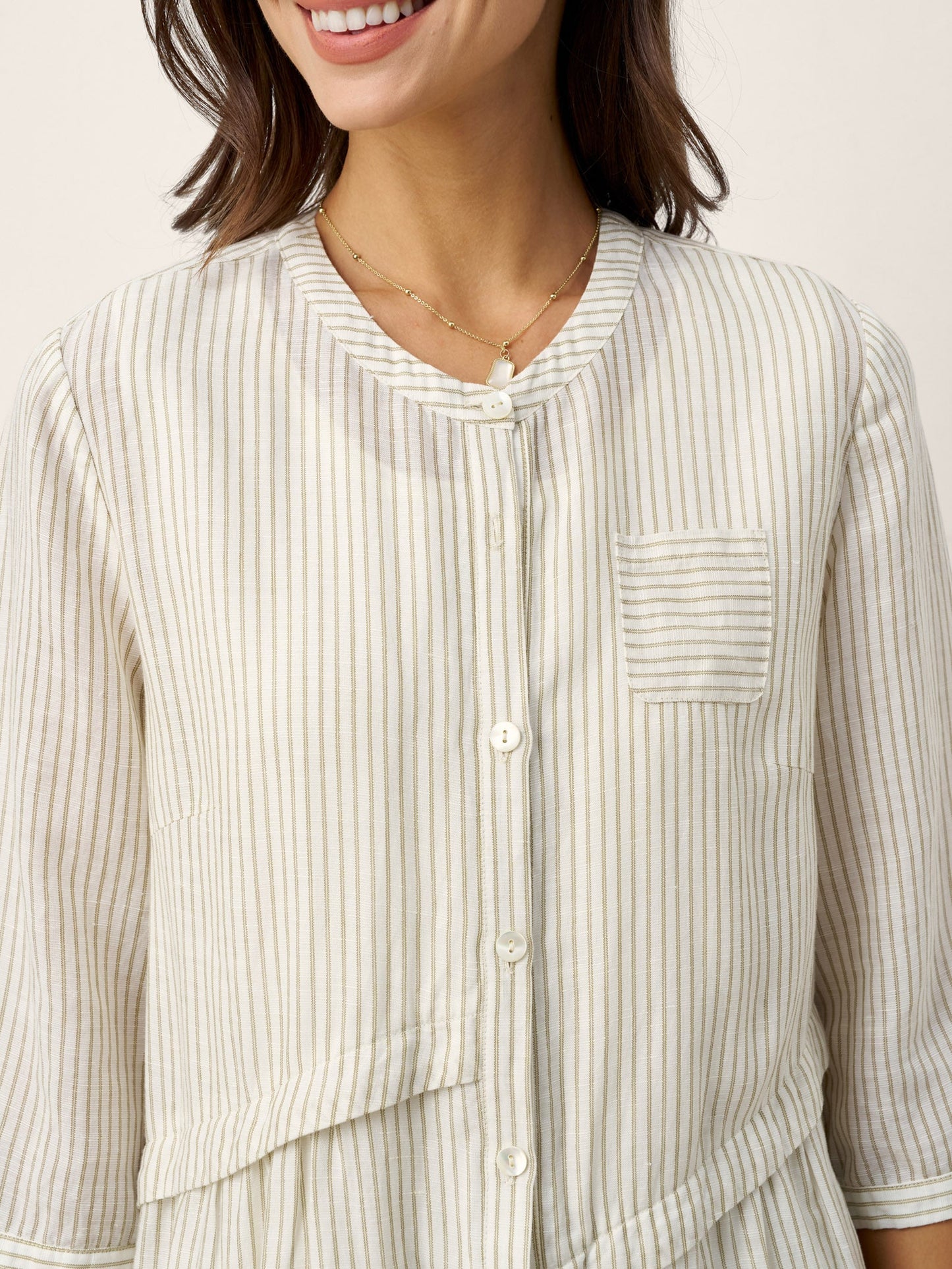 Linen-Lyocell Deconstructed Asymmetric Front Pleat Midi Dress EULALIE