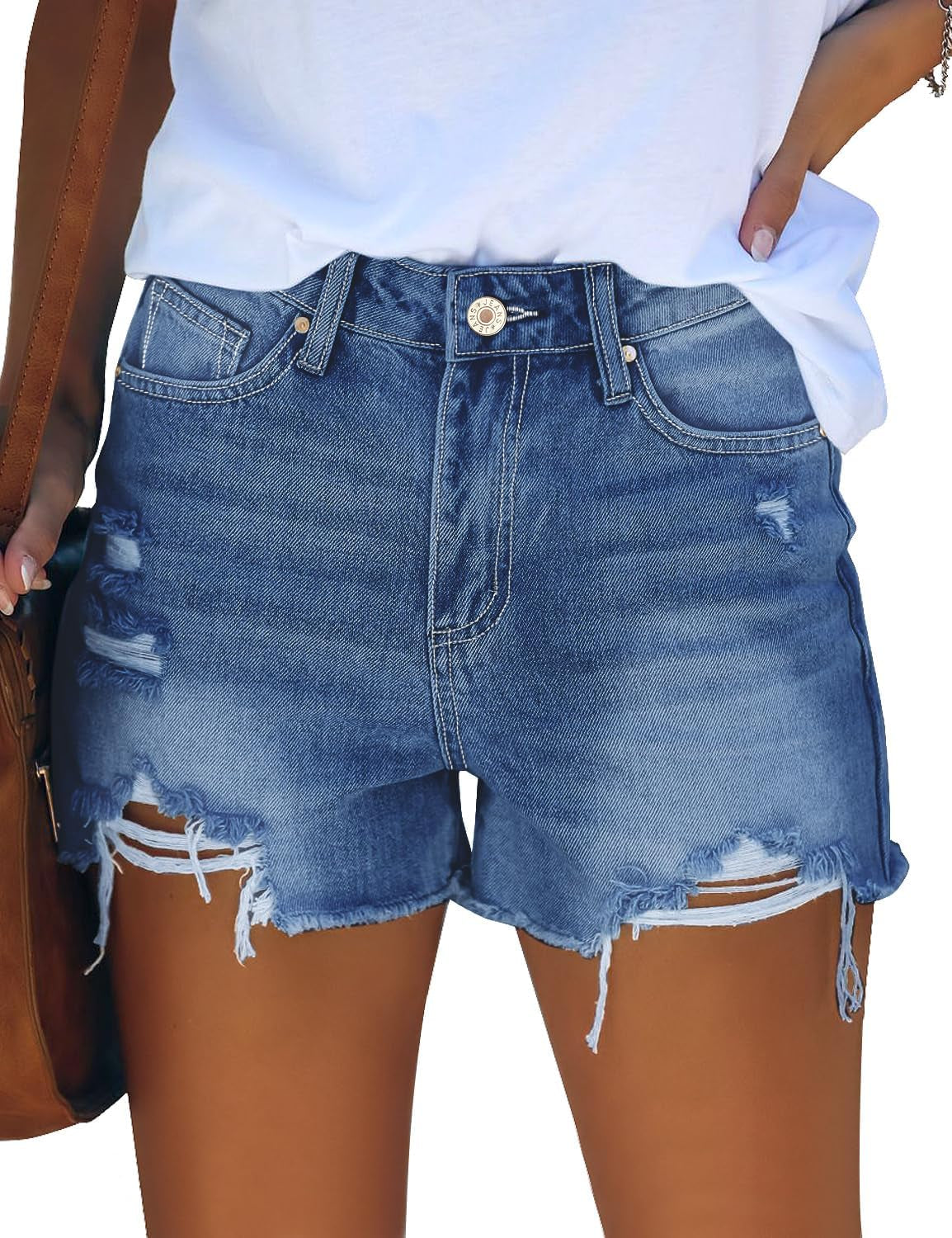 Women'S High Waisted Ripped Stretchy Denim Hot Short Summer Jean Shorts