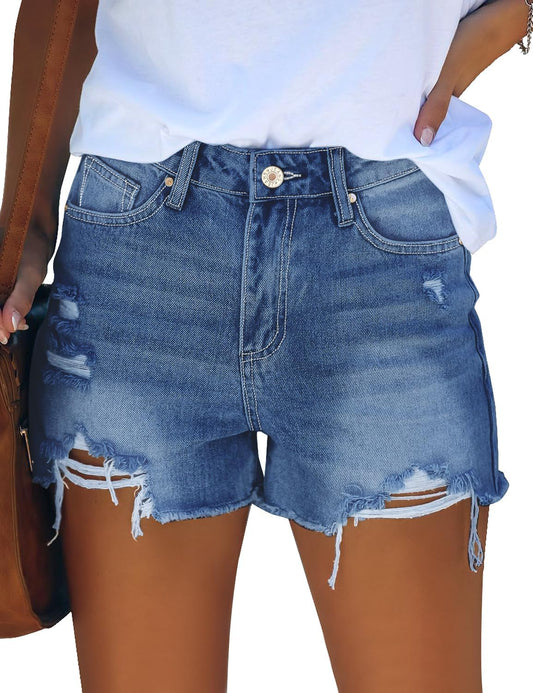 Women'S High Waisted Ripped Stretchy Denim Hot Short Summer Jean Shorts
